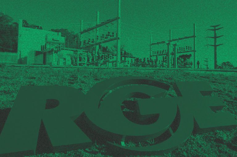 Foto com filtro verde das instalações da distribuidora RGE Sul