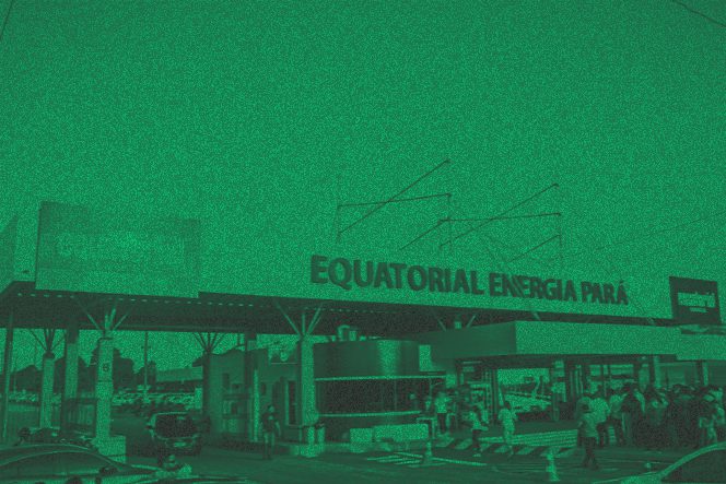 Fachada equatorial energia Pará com um filtro verde aplicado em cima