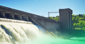 Uma barragem com filtro verde aplicado