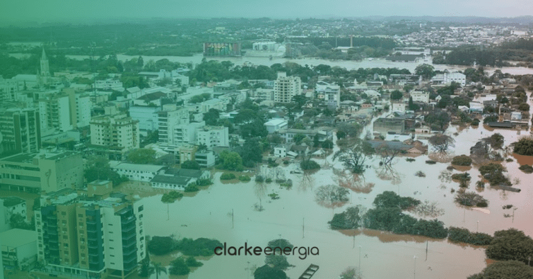 rio grande do sul imagem feita do alto sobre desastre da chuva