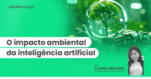 Um banner sobre o impacto ambiental da inteligência artificial por Luana Mendes